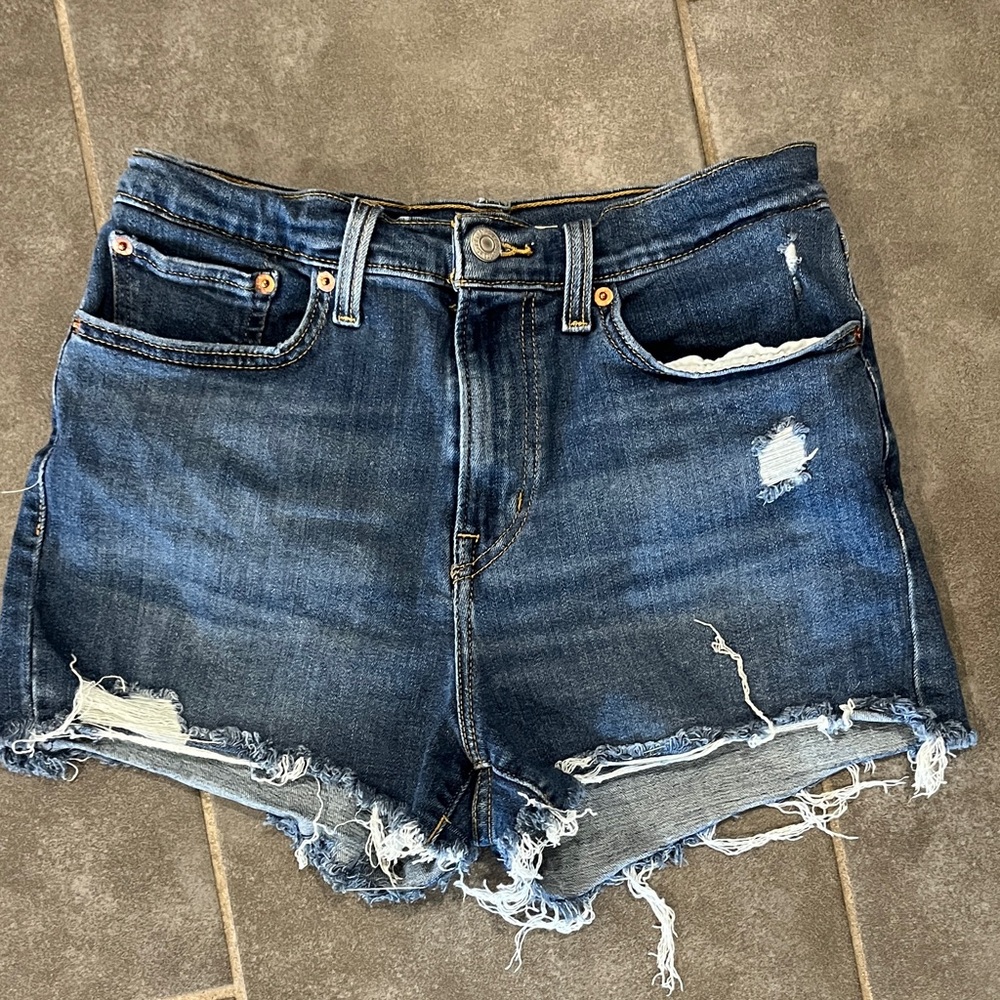 Levi's Blue Distressed Jean Shorts